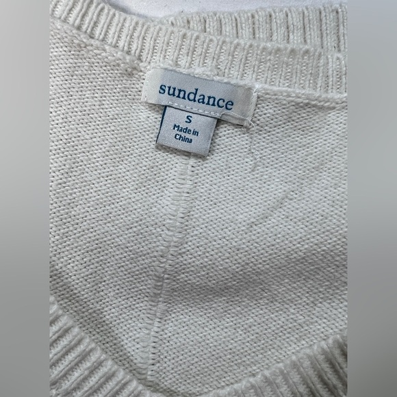 SUNDANCE Ivory ribbed V neck‎ sweater size S - Picture 9 of 12